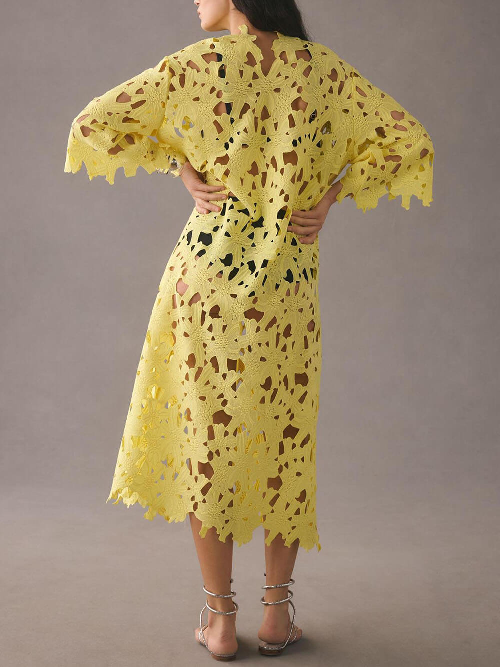 Midi-Strandkleid aus Spitze zum Überziehen