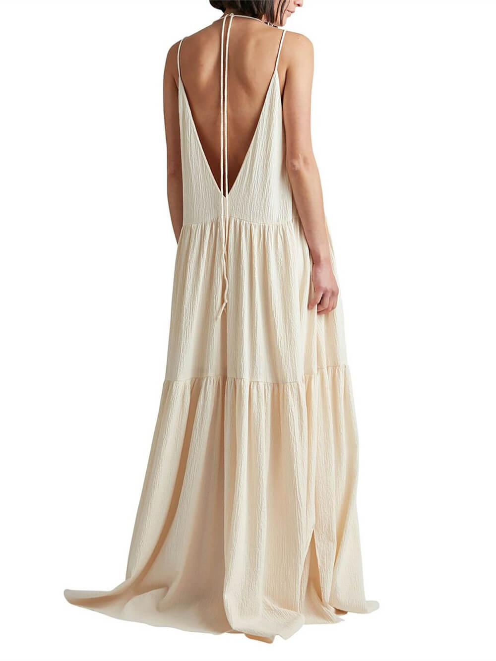 Sommerurlaub Neckholder-Maxikleid mit tiefem V-Ausschnitt