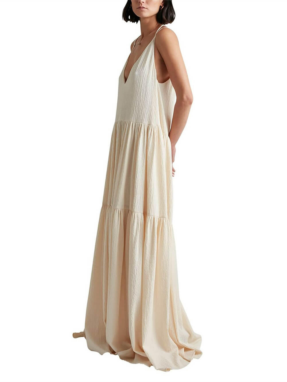Sommerurlaub Neckholder-Maxikleid mit tiefem V-Ausschnitt