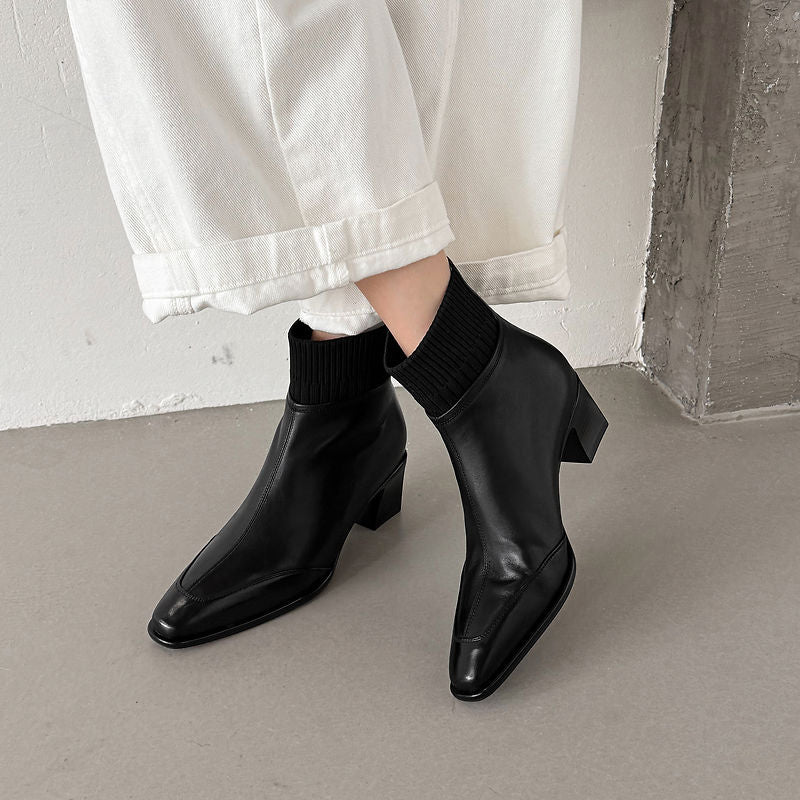 Botas de tacón Noelle de cuero genuino