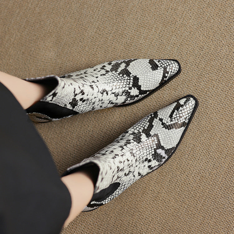 Botas Nessa de cuero con estampado de serpiente