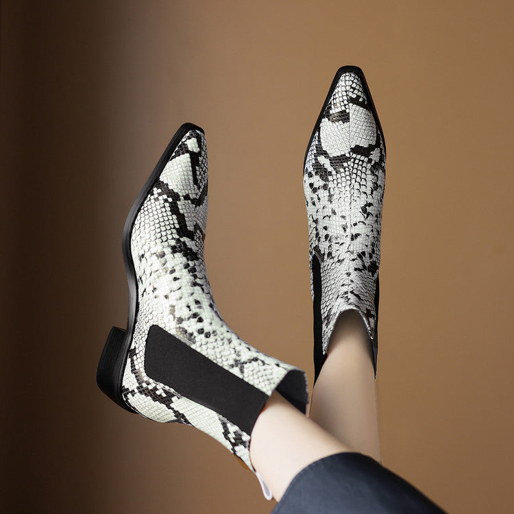 Botas Nessa de cuero con estampado de serpiente