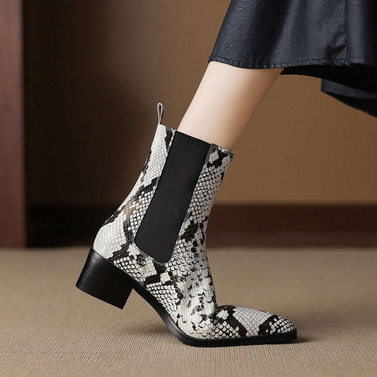 Botas Nessa de cuero con estampado de serpiente