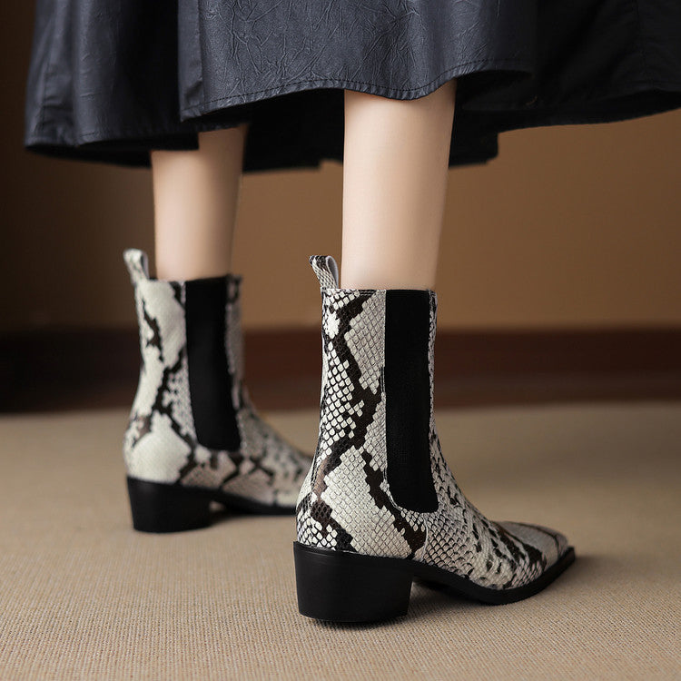 Botas Nessa de cuero con estampado de serpiente