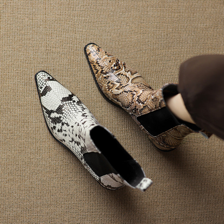 Botas Nessa de cuero con estampado de serpiente