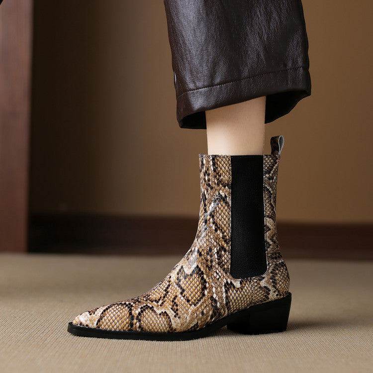 Botas Nessa de cuero con estampado de serpiente