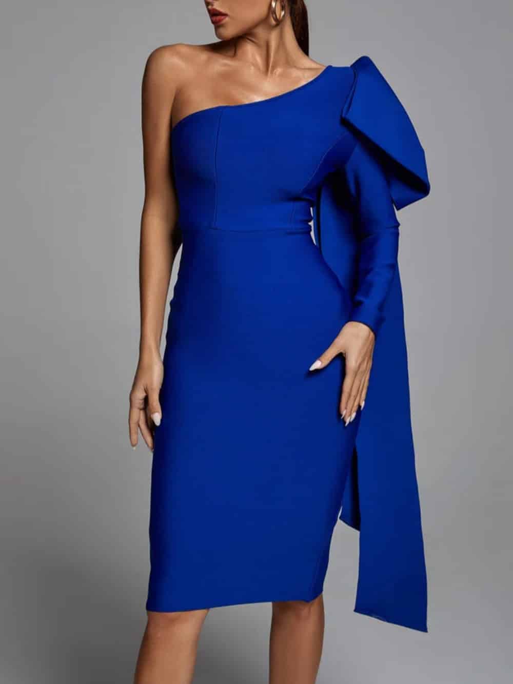 Abbey Blue One-Shoulder-Verbandskleid