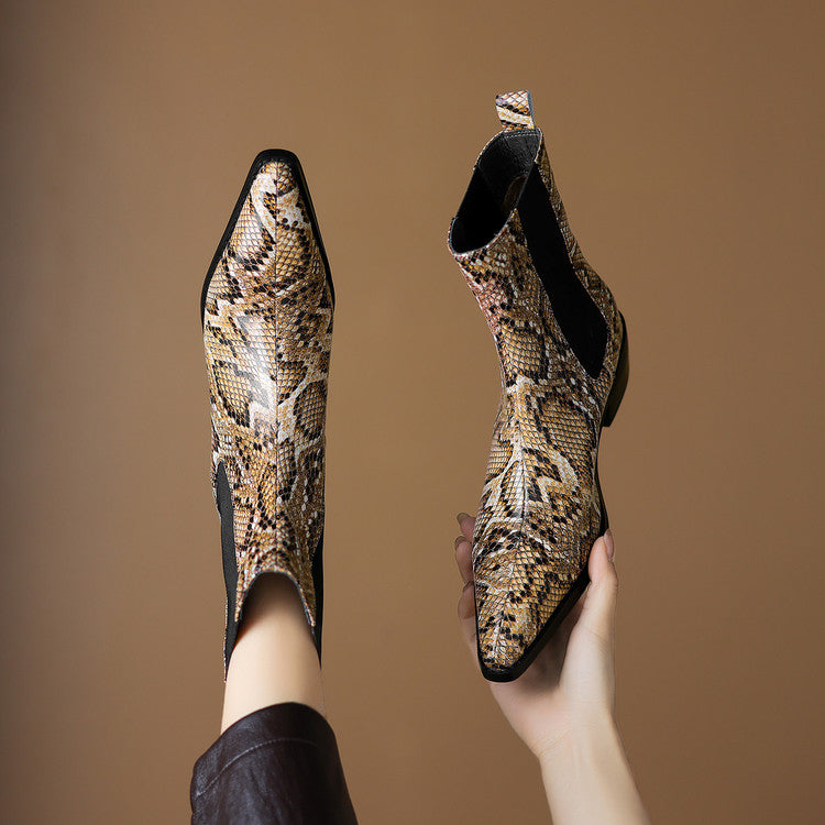 Botas Nessa de cuero con estampado de serpiente