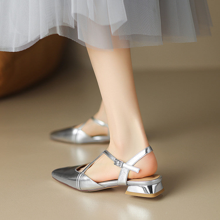 Stella Slingbacks i ægte læder med firkantet tå