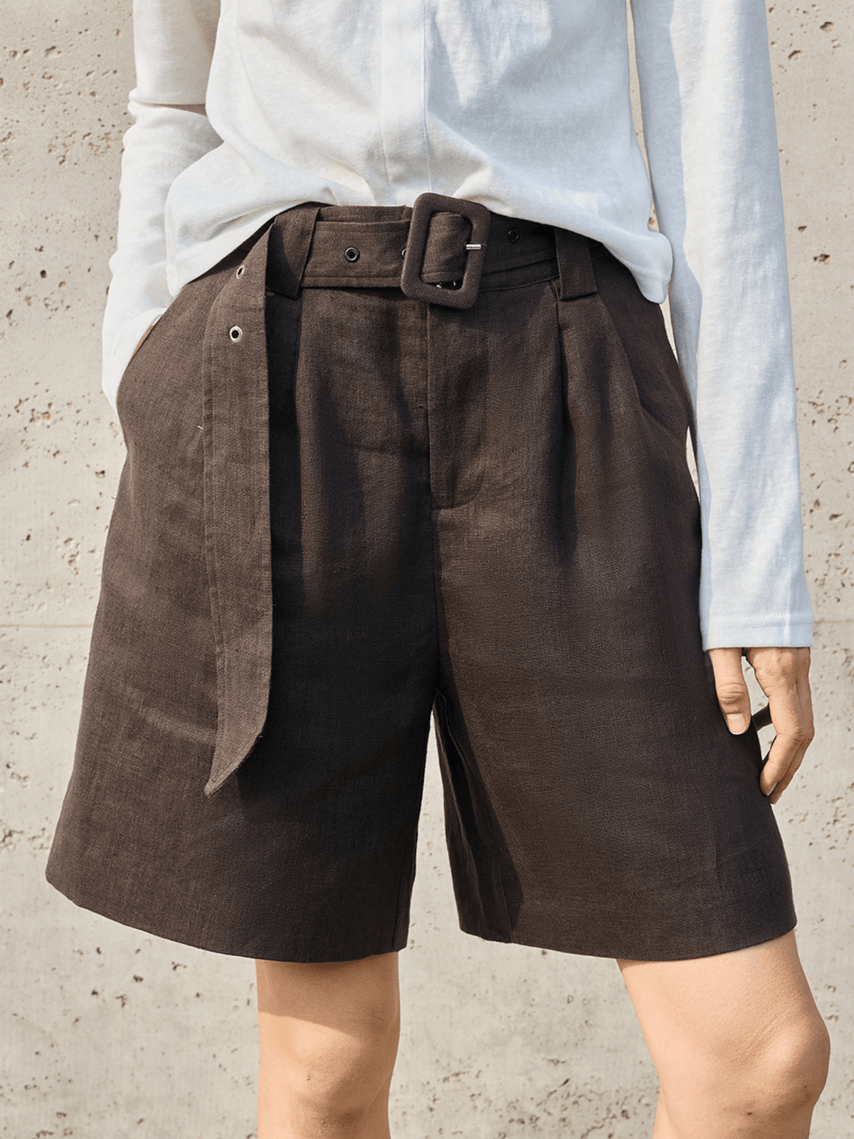 Amalfi plisserade linneshorts