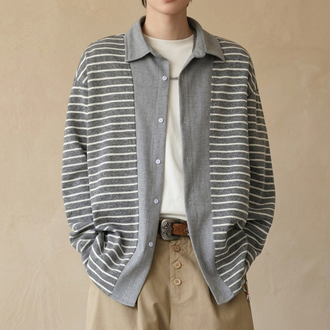 Harcourt nålestribet overshirt i strik