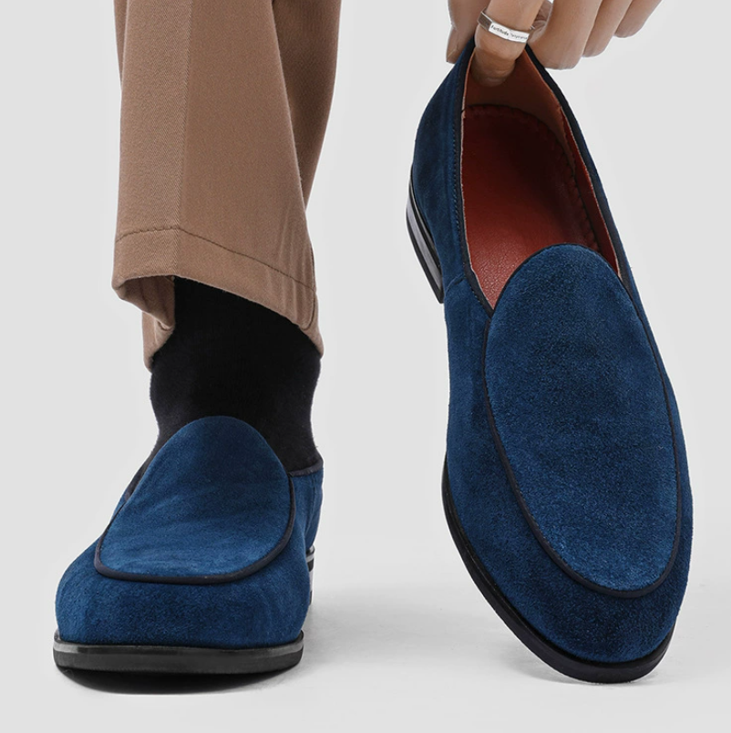 Mocassins Rasko à bout richelieu en daim véritable