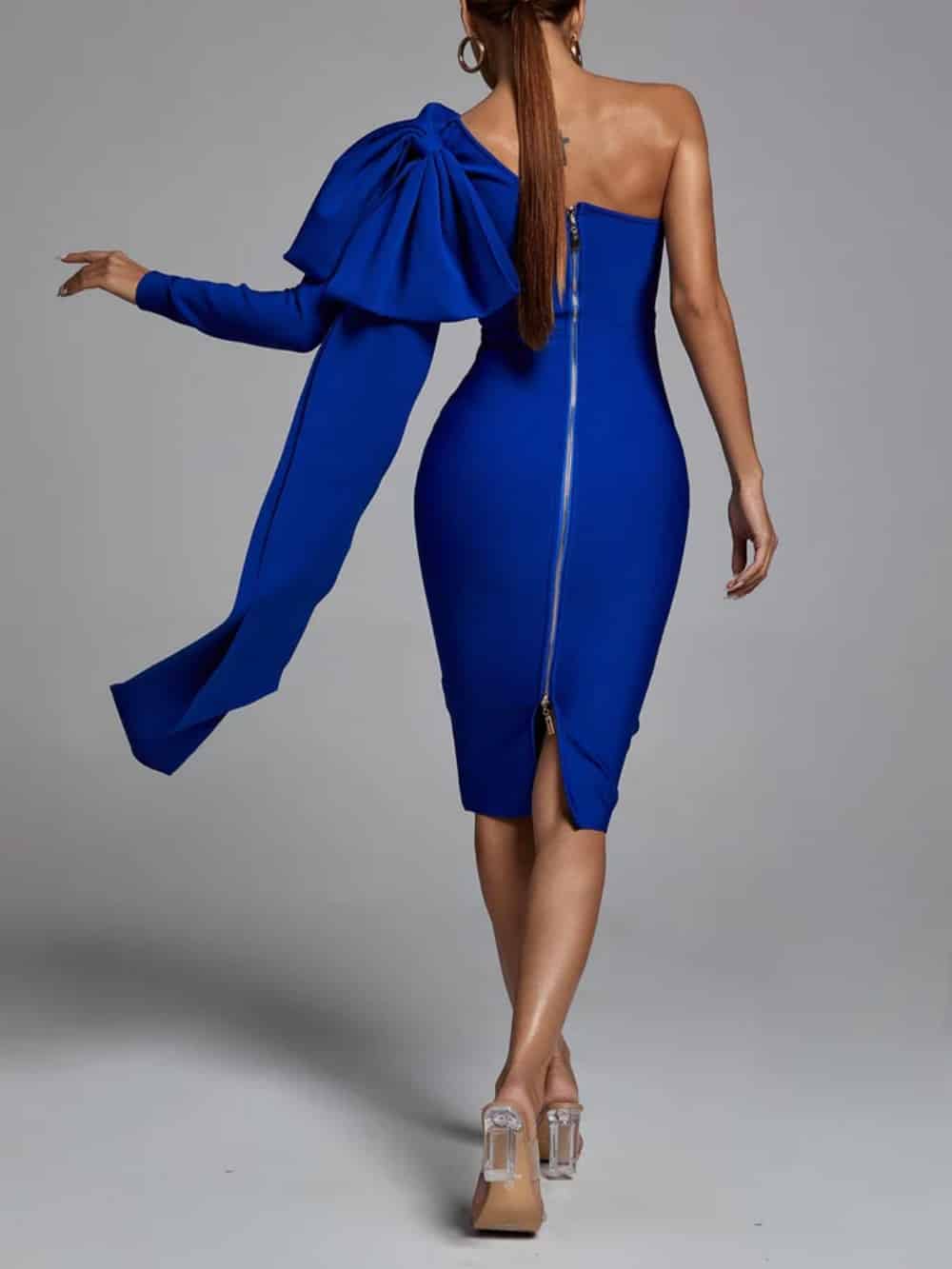 Abbey Blue One-Shoulder-Verbandskleid