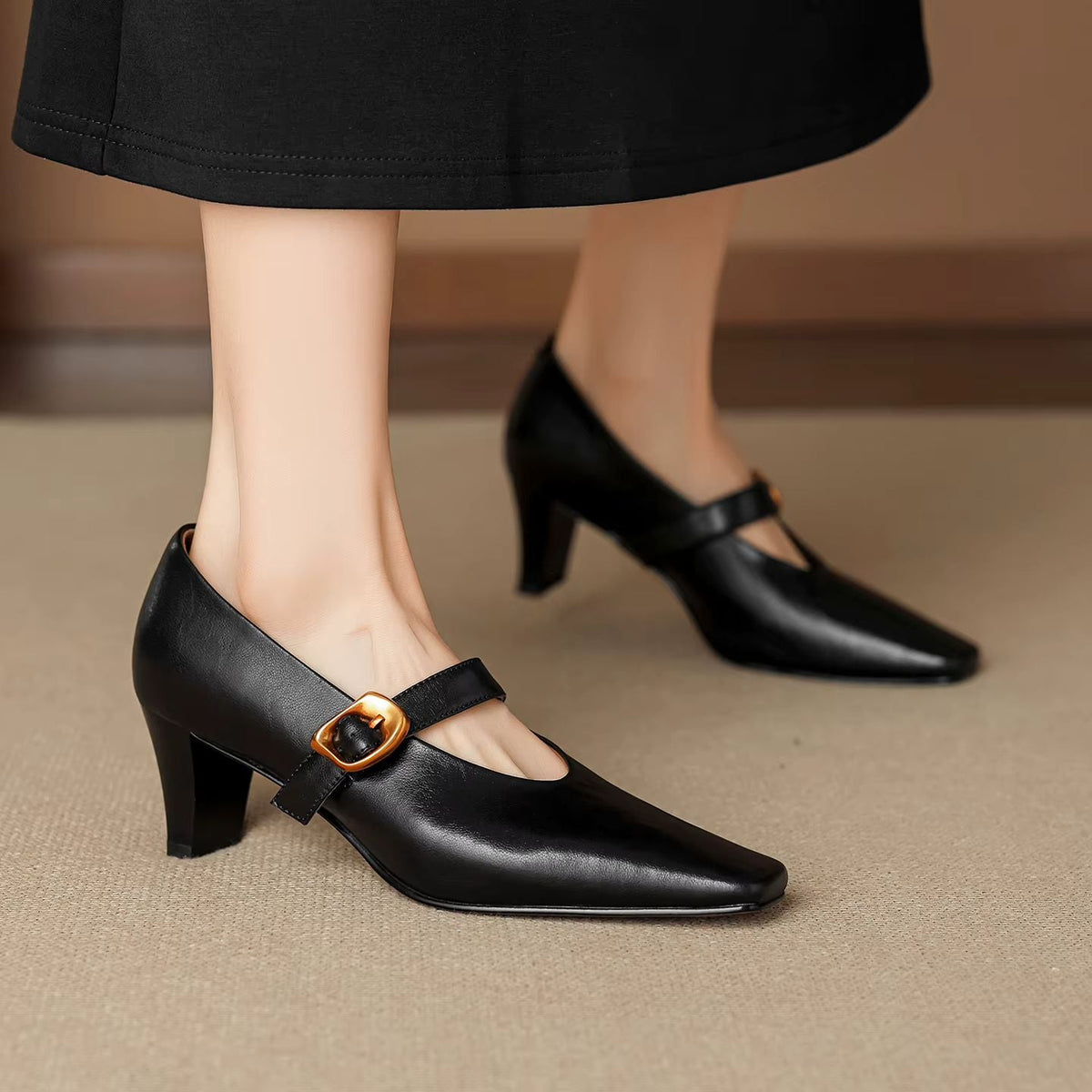 Tacones Lydia de cuero genuino