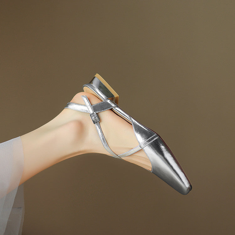 Stella Slingbacks i ægte læder med firkantet tå