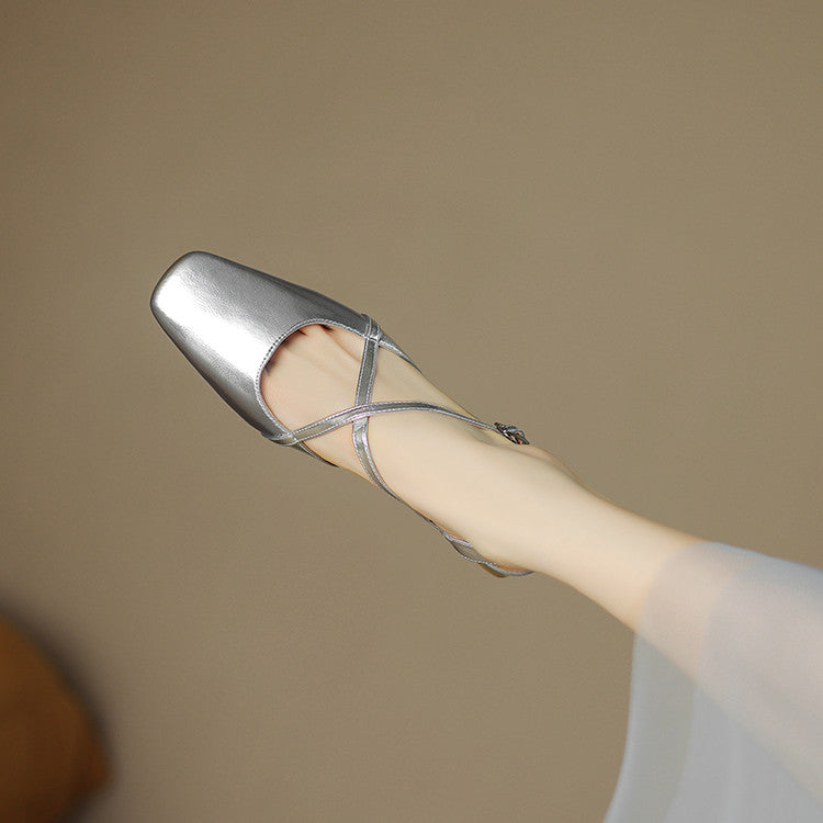 Stella Slingbacks i ægte læder med firkantet tå