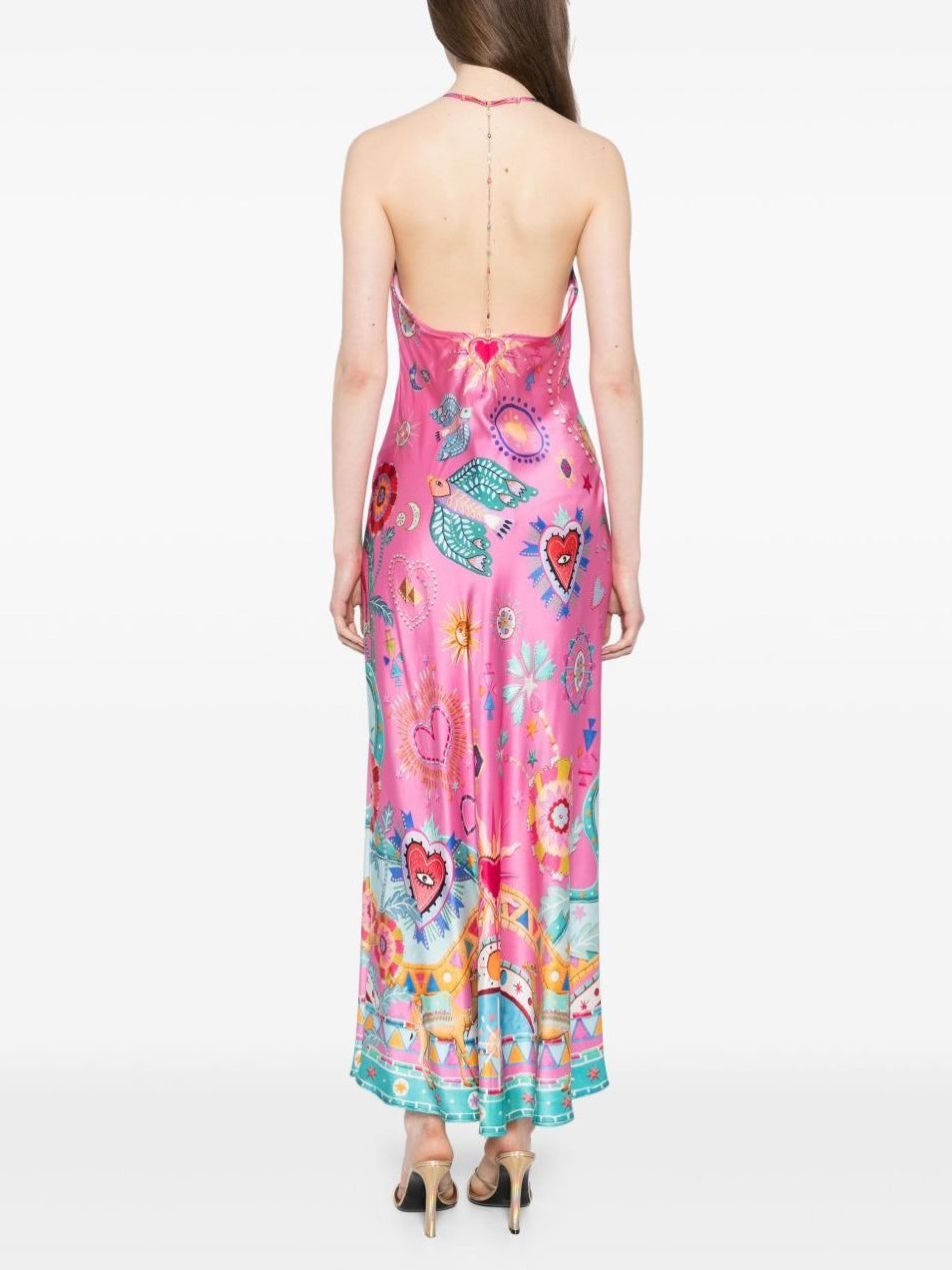 Vestido midi lencero con detalle de cadena