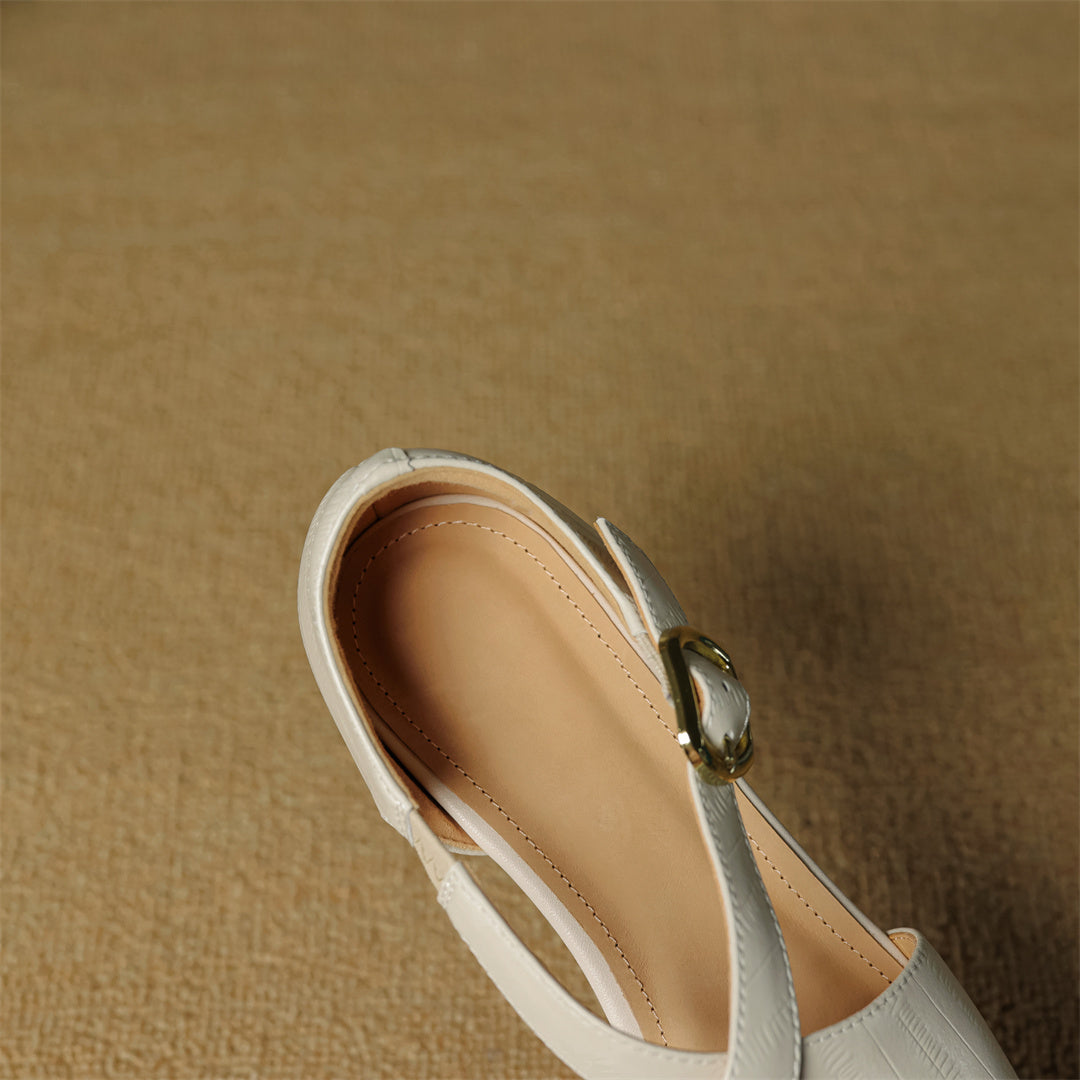 Zapatos de tacón Rela de cuero genuino con tiras cruzadas