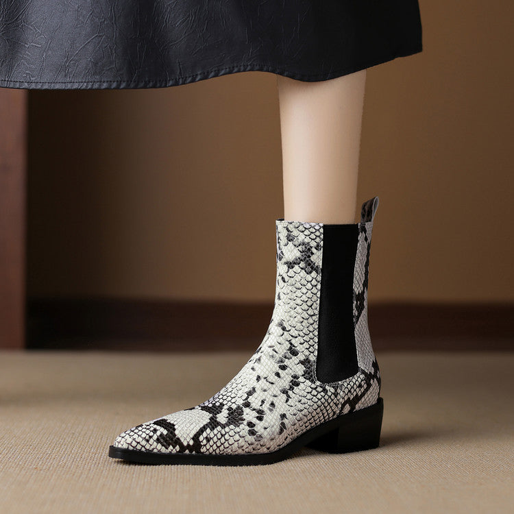 Botas Nessa de cuero con estampado de serpiente