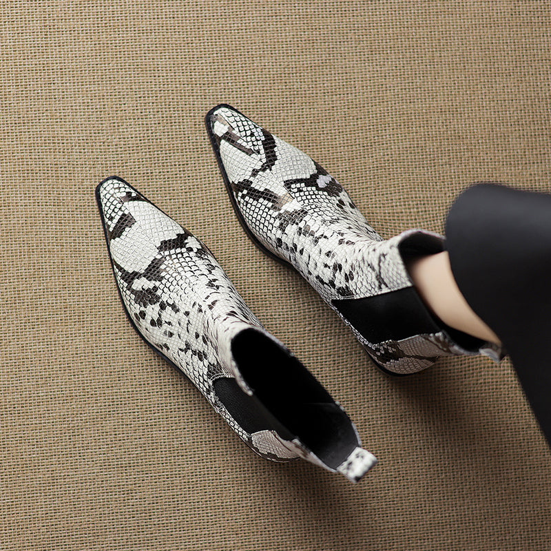 Botas Nessa de cuero con estampado de serpiente