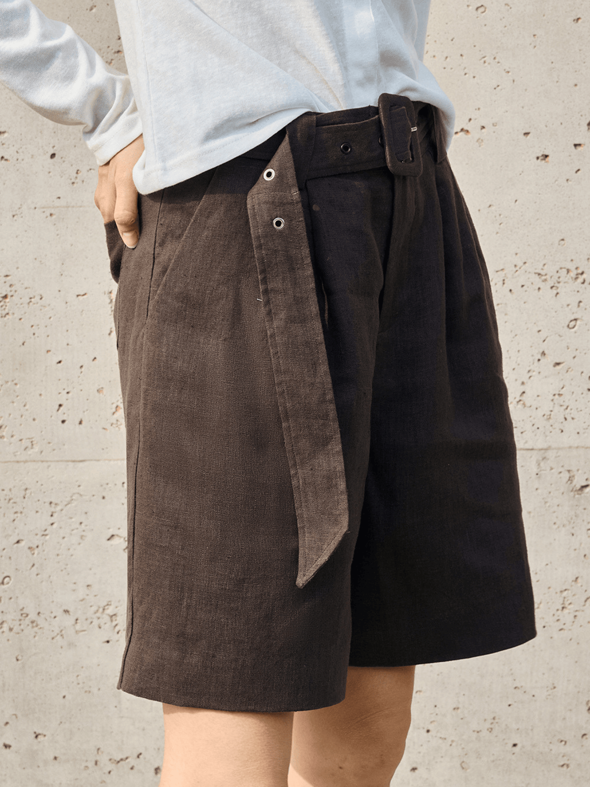 Amalfi plisserade linneshorts