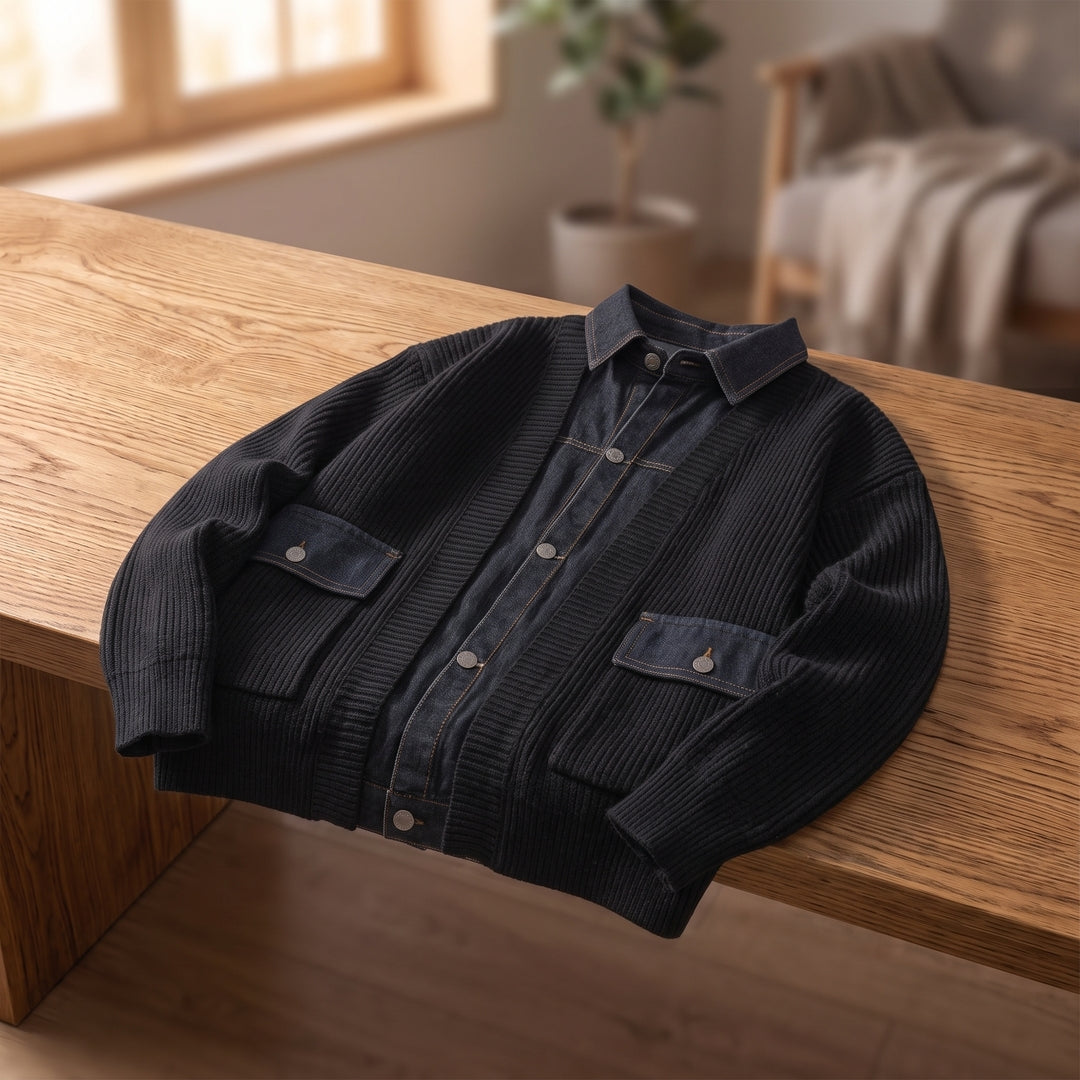 Strikket denimcardigan