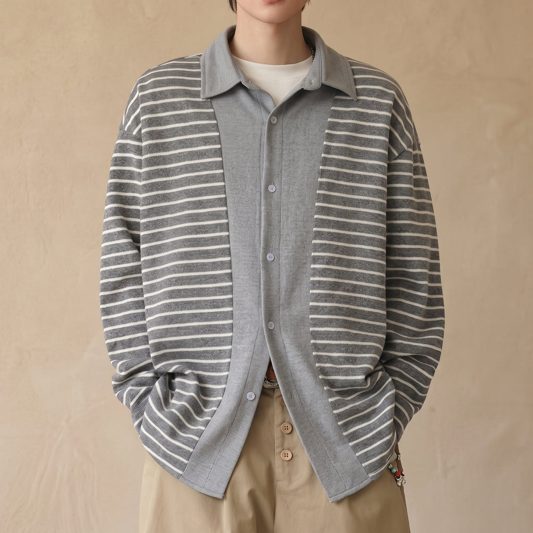 Harcourt nålestribet overshirt i strik