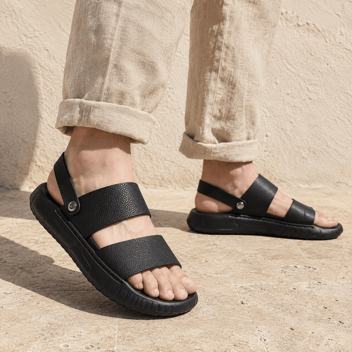 Strand-sandals i läder