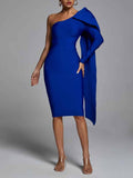 Vestido de Bandagem de Um Ombro Abbey Blue