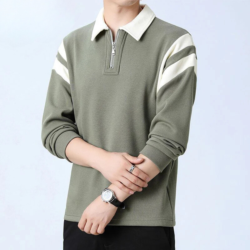 Maglione in cotone con zip a un quarto