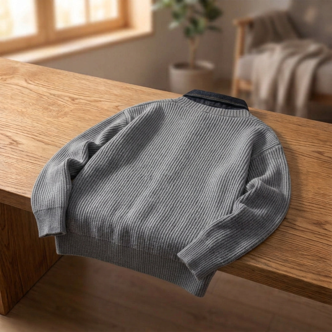 Strikket denimcardigan