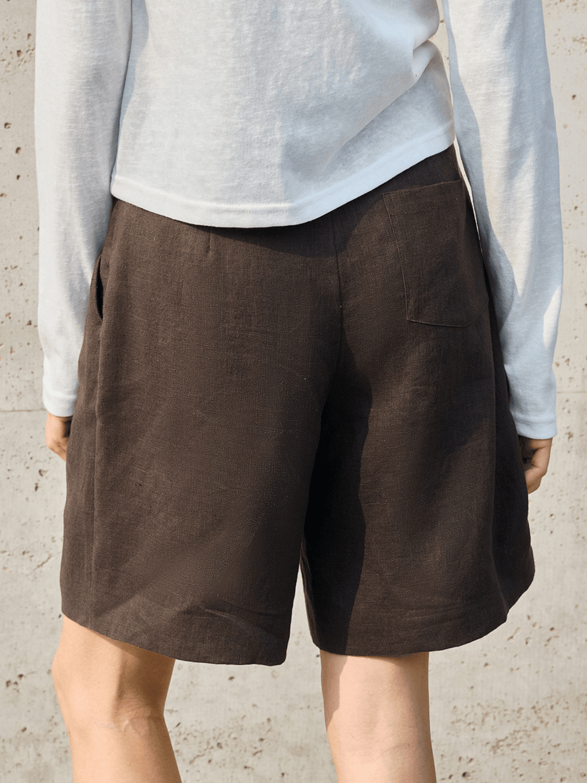 Amalfi plisserade linneshorts
