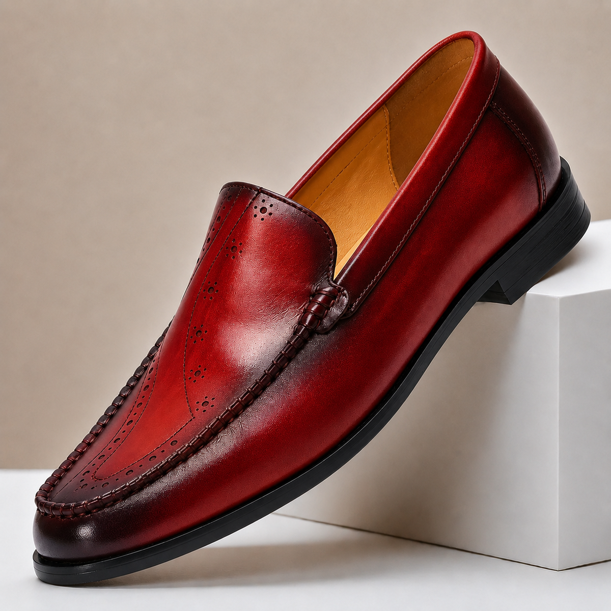 Sovrano loafers i koppeläder
