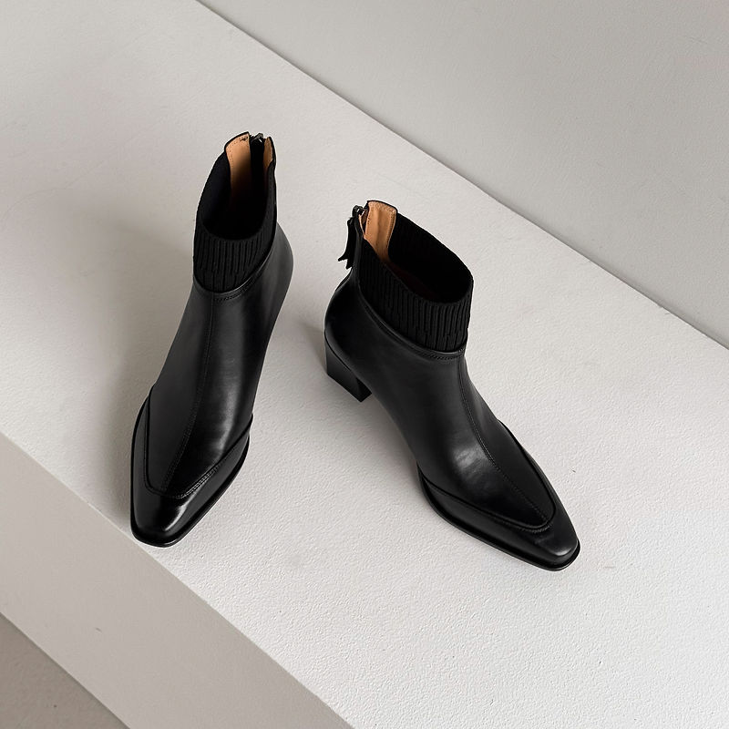 Botas de tacón Noelle de cuero genuino