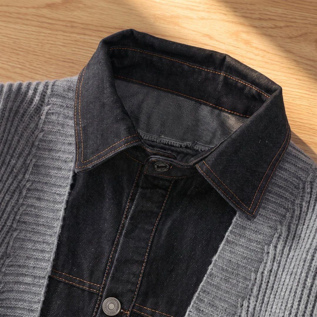 Strikket denimcardigan