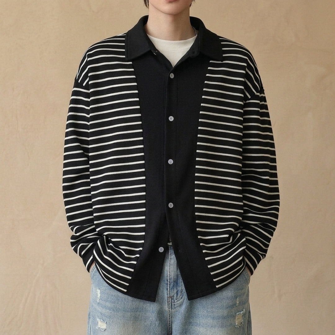 Harcourt nålestribet overshirt i strik