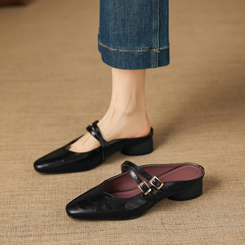 Mules de cuero genuino Quaro