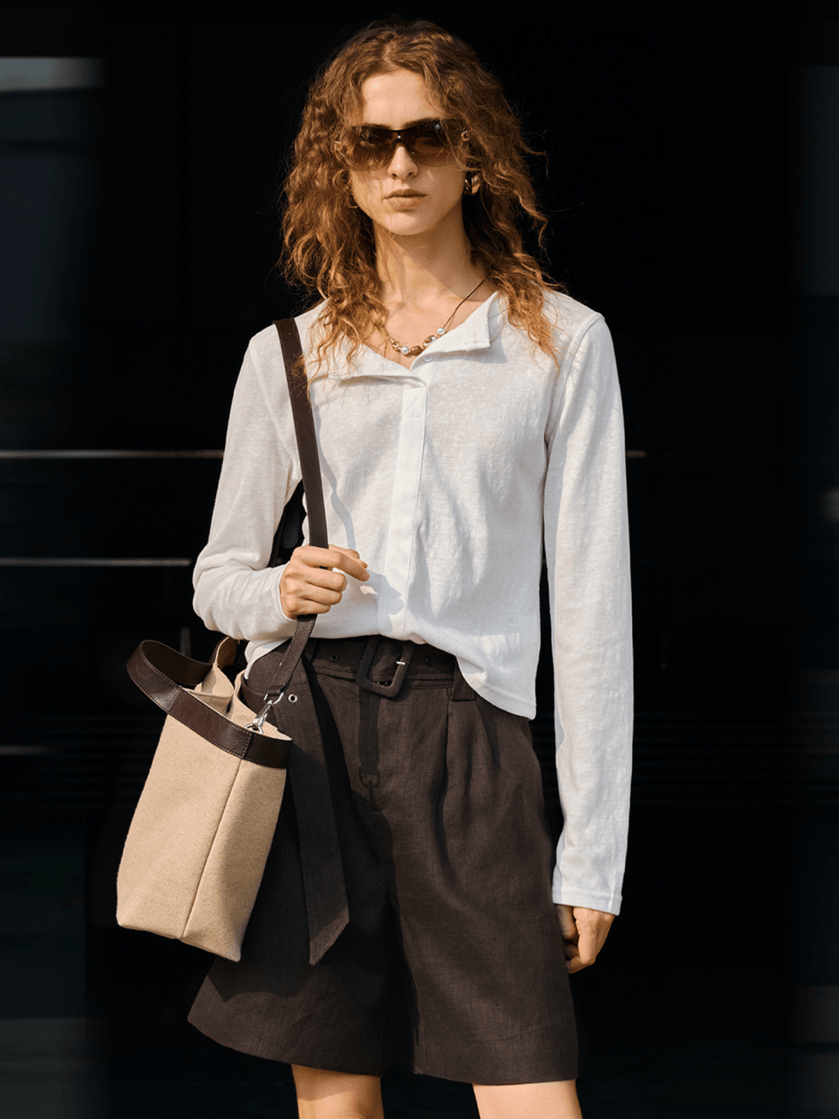 Amalfi plisserade linneshorts