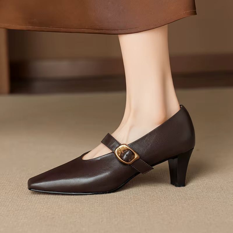 Tacones Lydia de cuero genuino