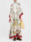 Robe longue imprimée ébène, placée à la main