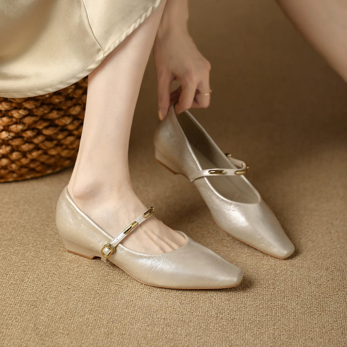 Zoe Leather Buckle Pumps