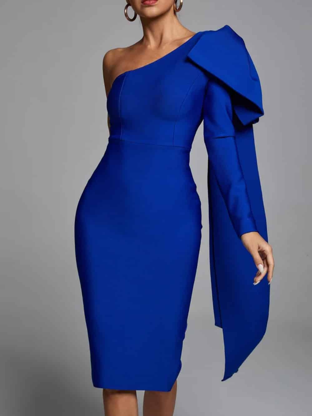 Abbey Blue One-Shoulder-Verbandskleid