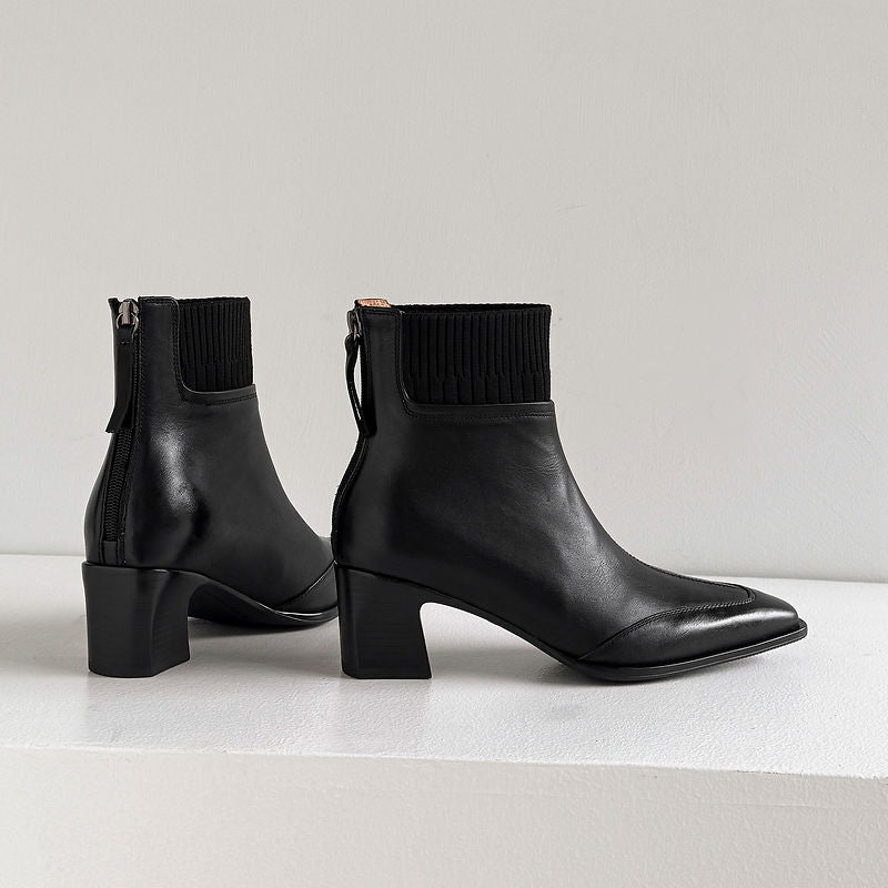 Botas de tacón Noelle de cuero genuino