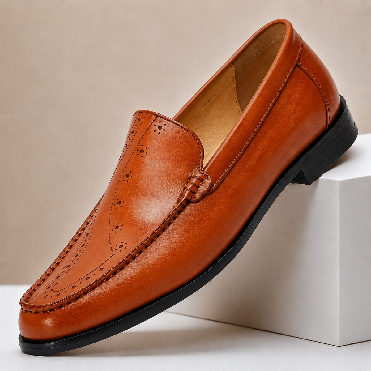 Sovrano loafers i koppeläder