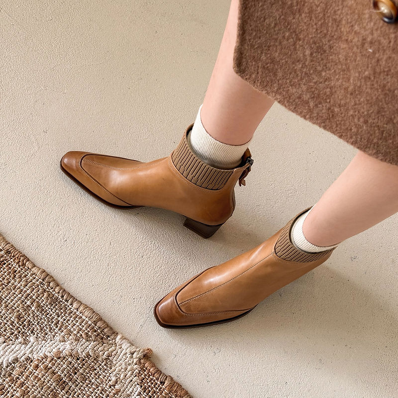 Botas de tacón Noelle de cuero genuino