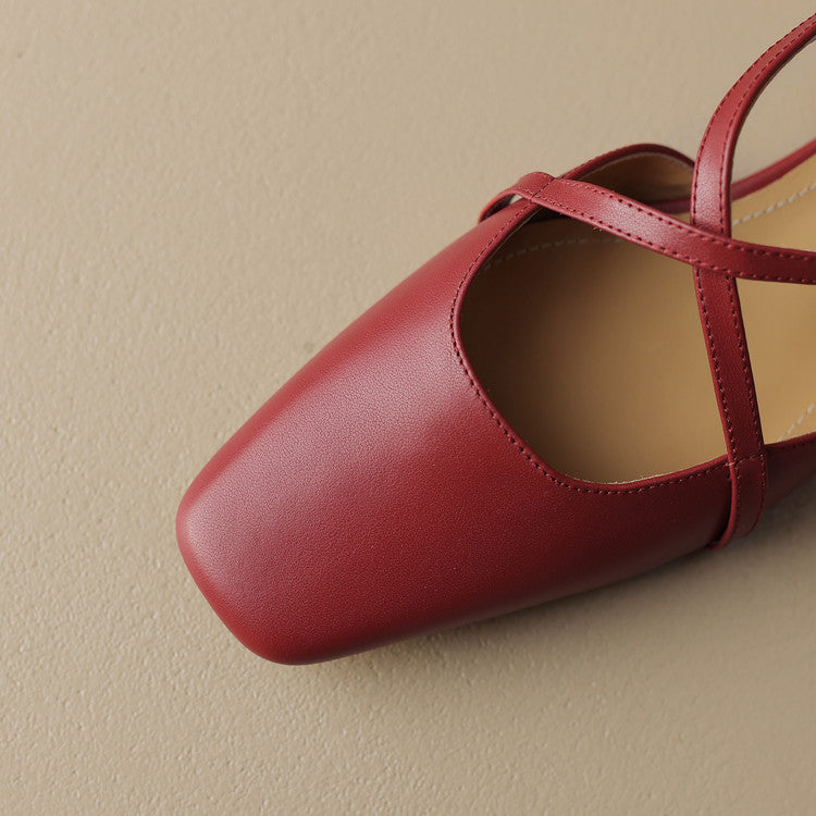Stella Slingbacks i ægte læder med firkantet tå