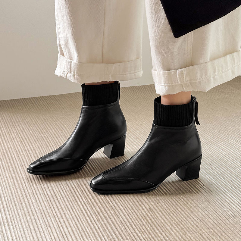 Botas de tacón Noelle de cuero genuino