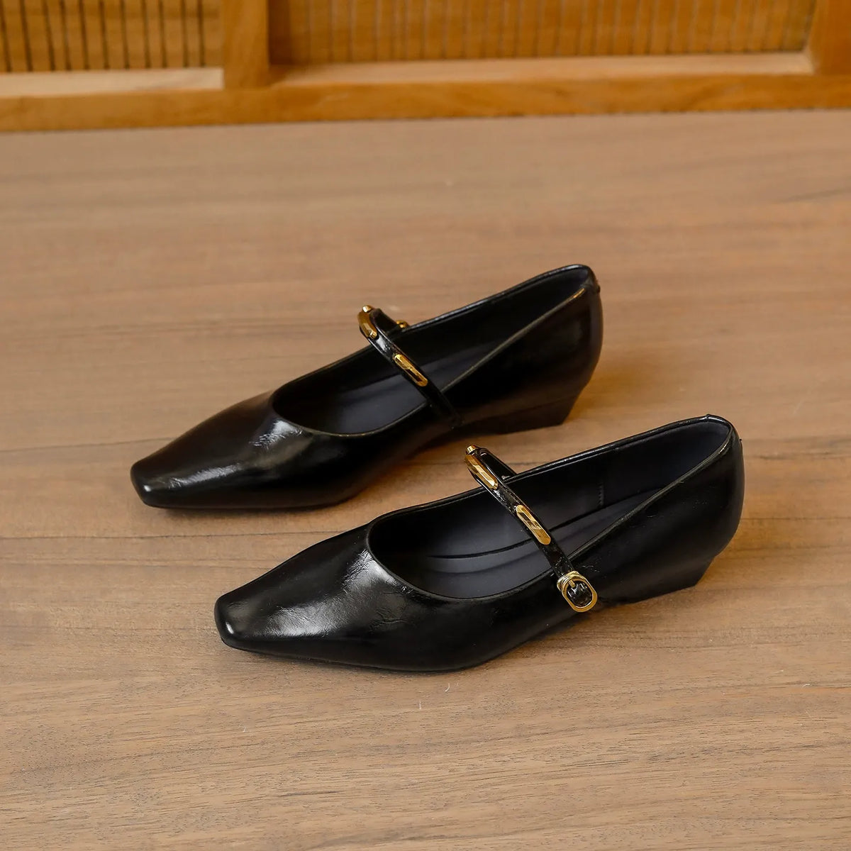 Zoe Leather Buckle Pumps