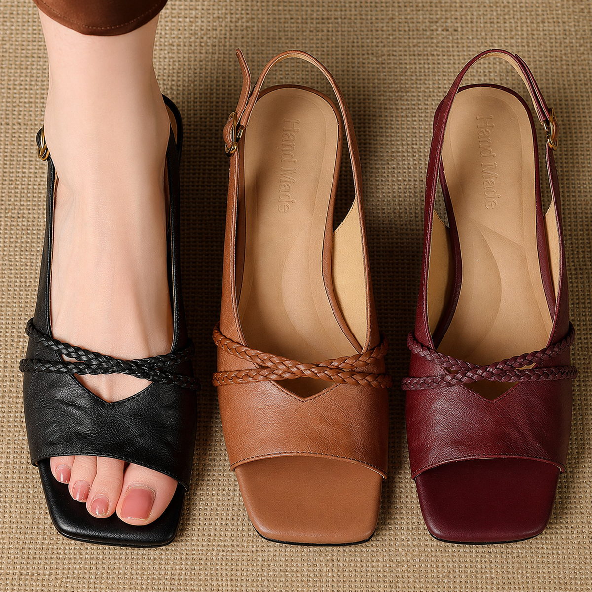 Bianca Slingbacks i äkta läder