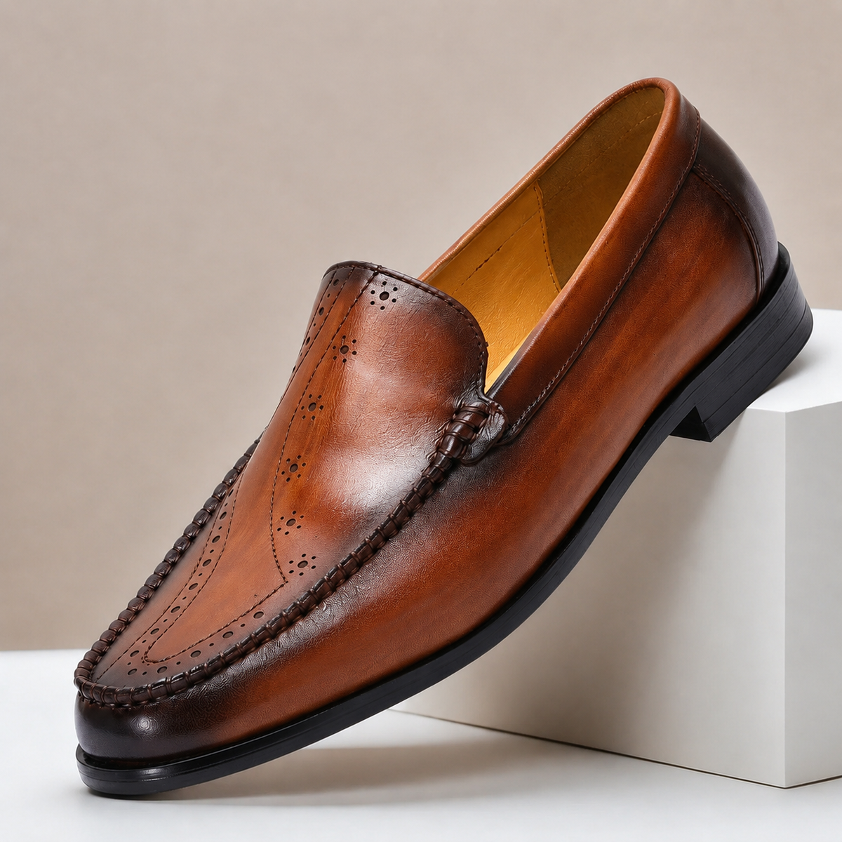 Sovrano loafers i koppeläder